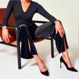 SPANX Black Velvet Pants with Front Slits Size 3XL T5